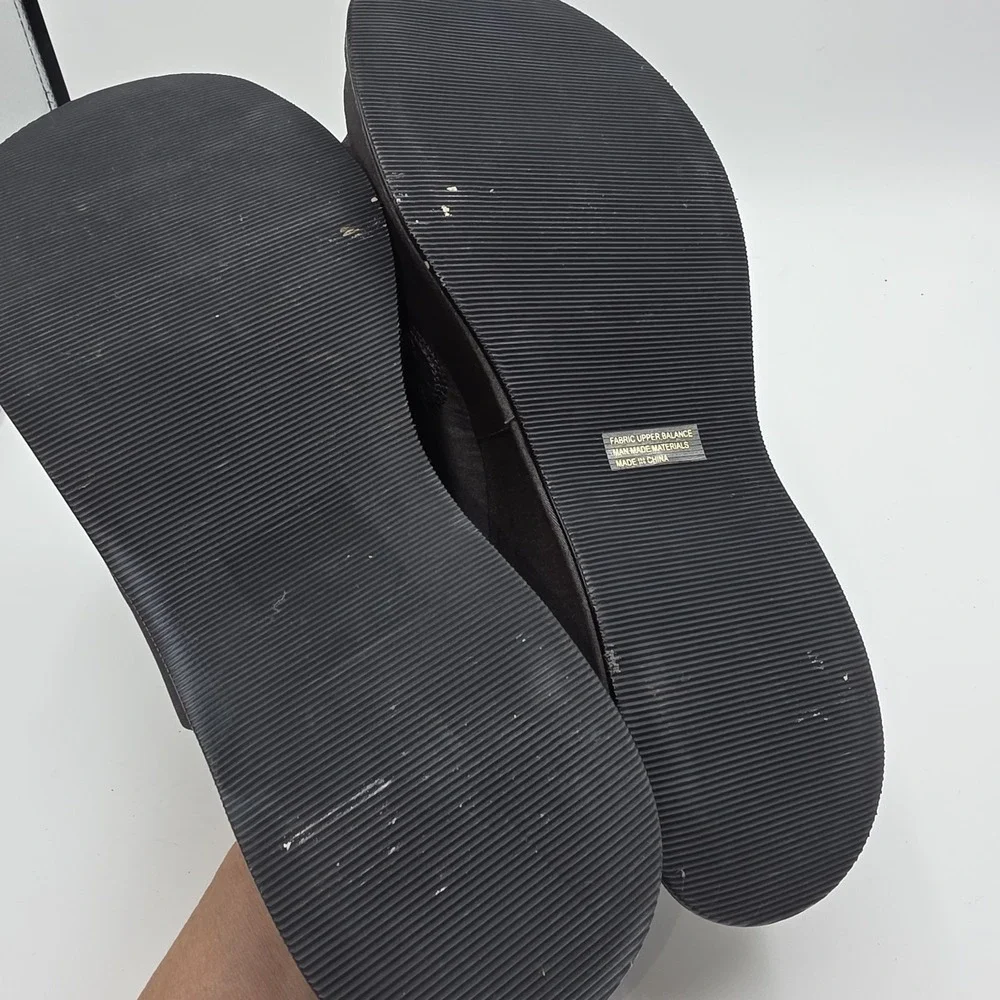 Vintage Y2K MIA Cora Platform Chunky Slide Sandals Shoes Embroidered Gray SZ 8.5